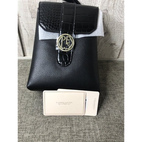 Womens Pierre Loues Black Phone Crossover Handbag w/ Handle & Detachable Strap - Picture 6 of 6